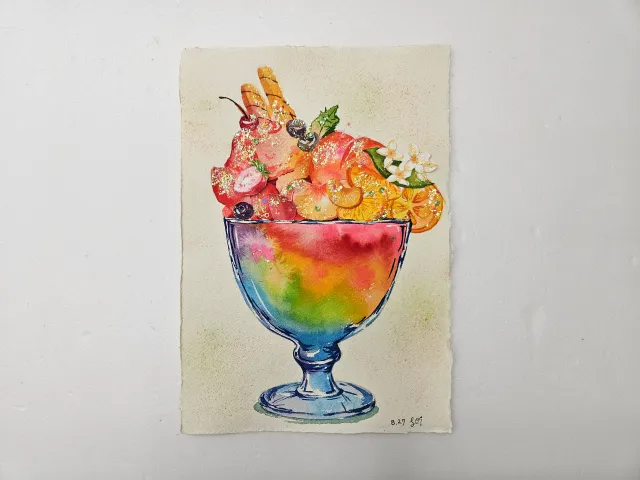 수채화 과일빙수